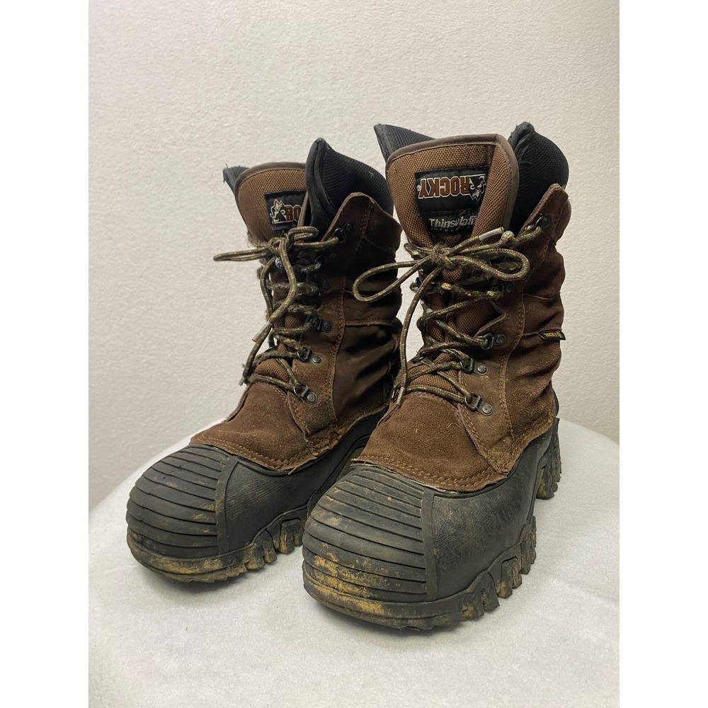 Rocky Men's Insulated Winter Work‎ Boots Brown Thinsulate Size 11 M